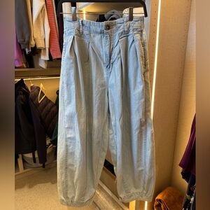 We The Free Denim Blue Elastic Waist Pants